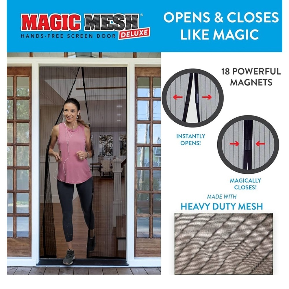 NIB MAGIC MESH DELUXE HANDS FREE SCREEN DOOR 🚪 - Picture 4 of 6